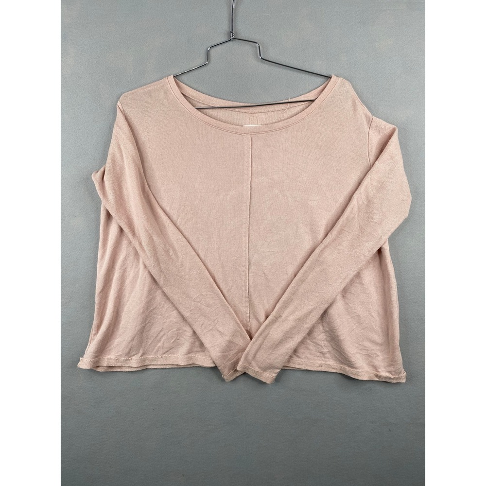 Billabong Essentials Pink Open Slit Back Long Sleeve Knit Top Womens Medium